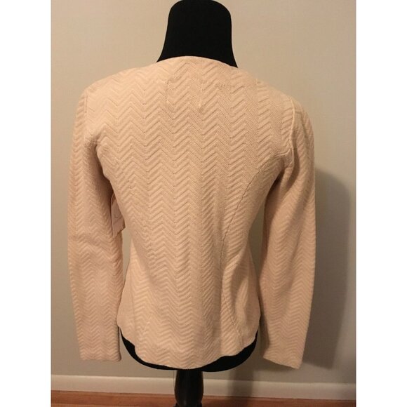 Rosie Neira Cream Zig Zag Zippered Jacket, Size Small - Picture 6 of 7